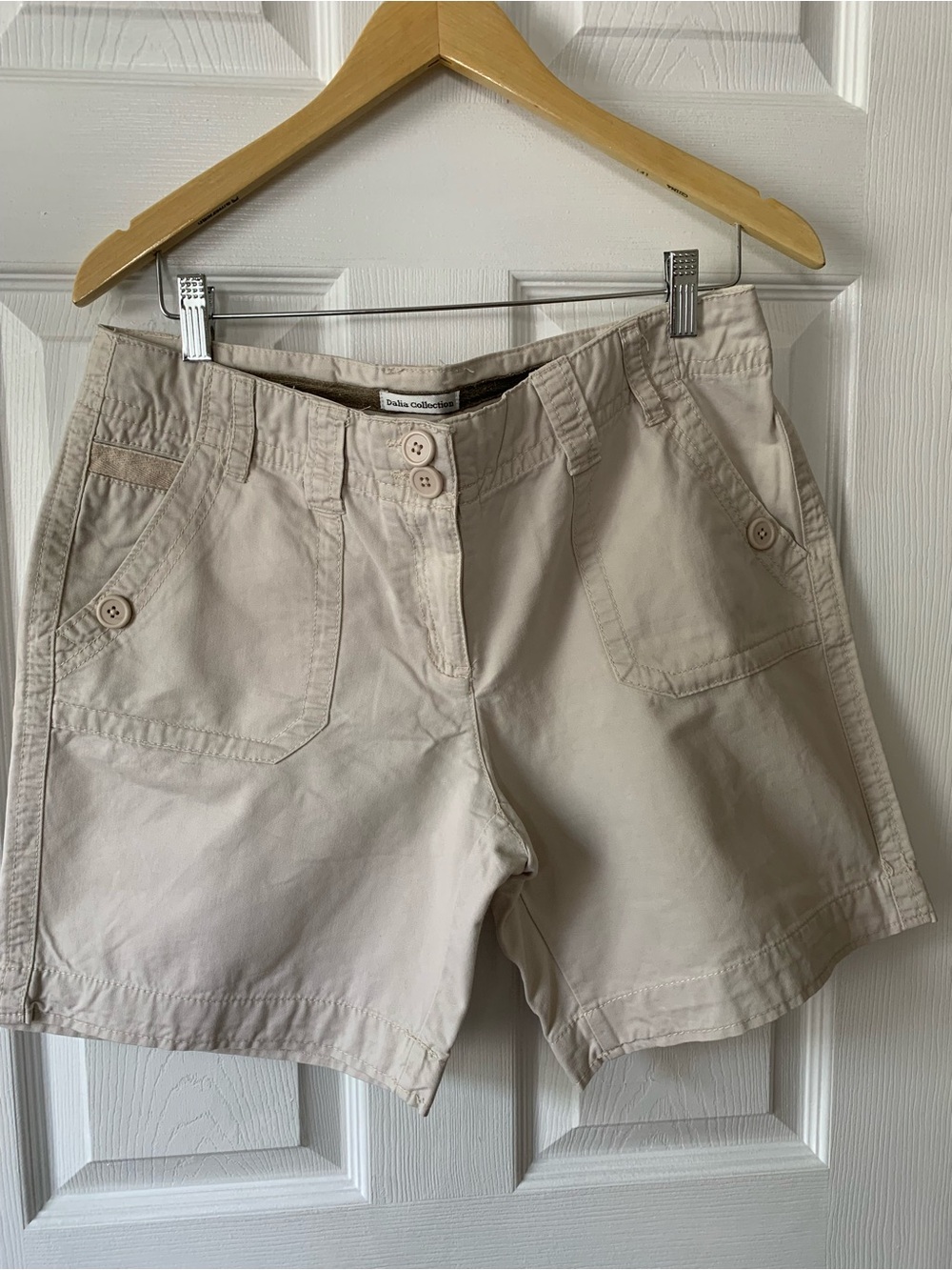 Dalia Collection Light Beige Cargo-Style Women's Shorts